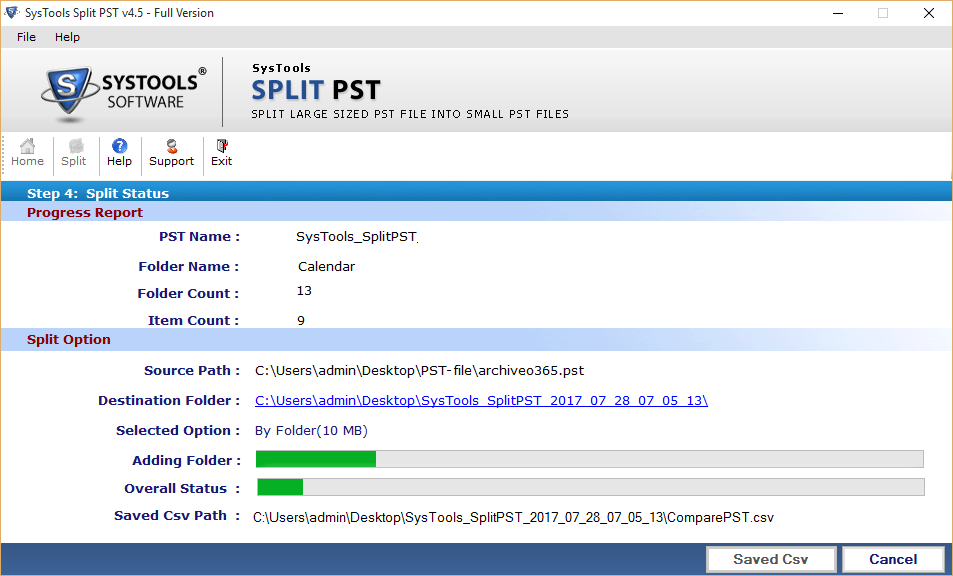 Split Folder Report