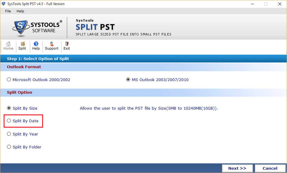 Split PST By Date