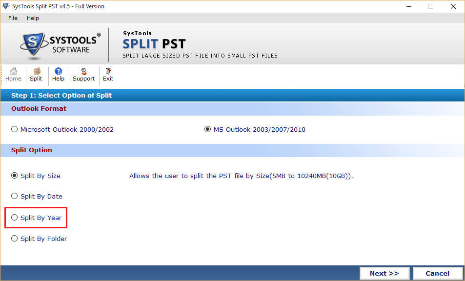 Split PST By Year